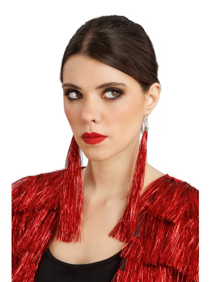 OHRRINGE SCINTILLANTES ROT 17CM