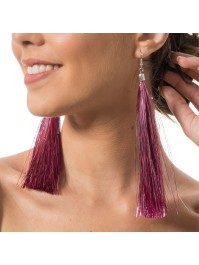LIGHT PINK TINSEL EARRINGS 17CM