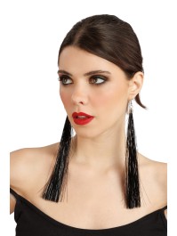 BOUCLES D\'OREILLES SCINTILLANTES NOIRES 17CM