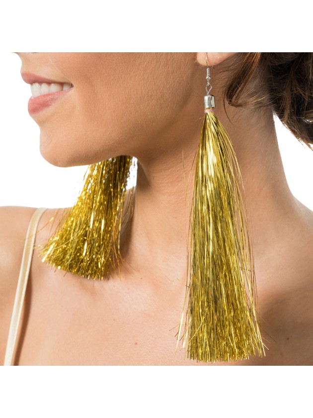 GOLDEN TINSEL EARRINGS 17CM