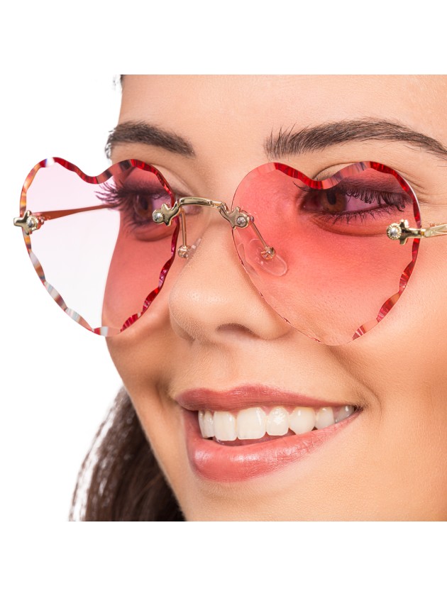 BRILLE ÄSTE METALL FORM HERZ ROSA 14 cm x 14 cm x 5,5 cm