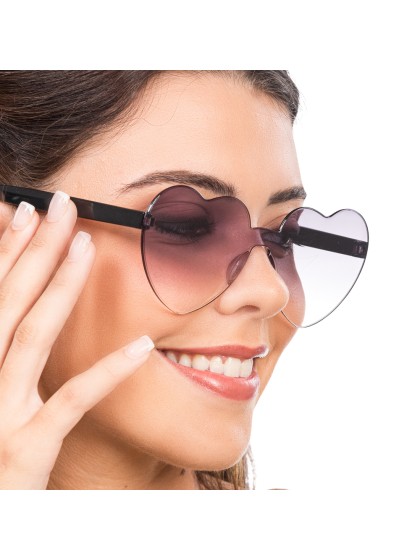 BLACK PLASTIC HEART SHAPED GLASSES 14CM X 14CM X 5.5CM