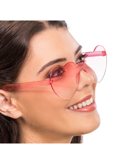 BRILLE KUNSTSTOFF FORM HERZ GETONTE GLASER ROSA 14 cm x 14 cm x 5,5 cm