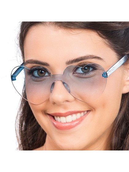 BLUE PLASTIC HEART SHAPED GLASSES 14CM X 14CM X 5.5CM