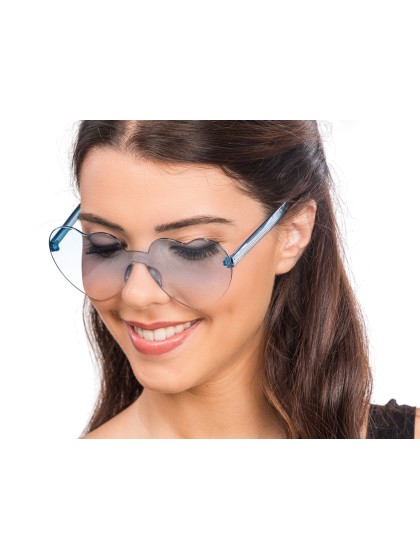 BRILLE KUNSTSTOFF FORM HERZ GETONTE GLASER BLAU 14 cm x 14 cm x 5,5 cm