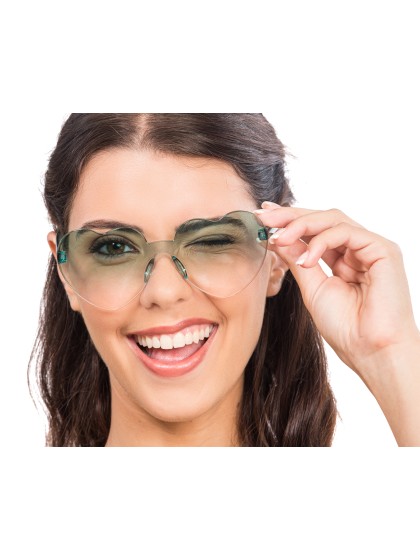 BRILLE KUNSTSTOFF FORM HERZ GETONTE GLASER GRÜN 14 cm x 14 cm x 5,5 cm