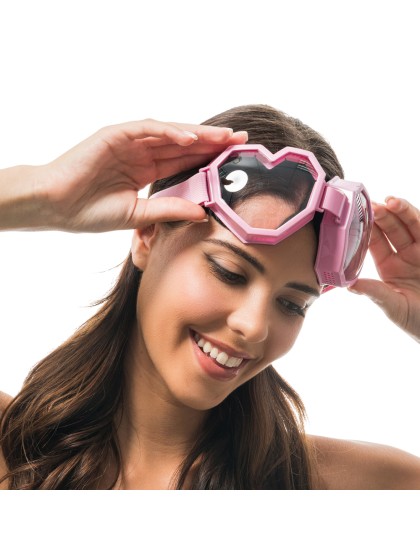 BRILLE MASKE FASSUNG ROSA FORM HERZ 20CM x 7,5CM