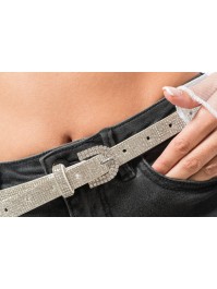 GÜRTEL WEISS MIT STRASS 117 CM x 1,8 CM