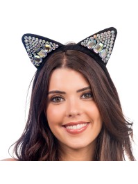 SERRE TETE OREILLES DE CHAT DIAMANTS 22CM X 17CM
