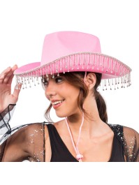 HUT AUS COWBOY ROSA MIT KETTE STRASS DU