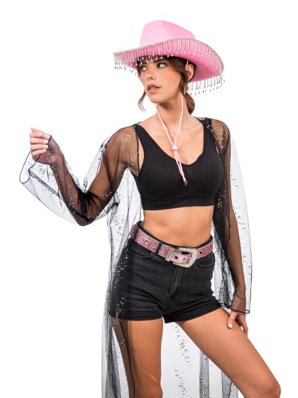 HUT AUS COWBOY ROSA MIT KETTE STRASS DU