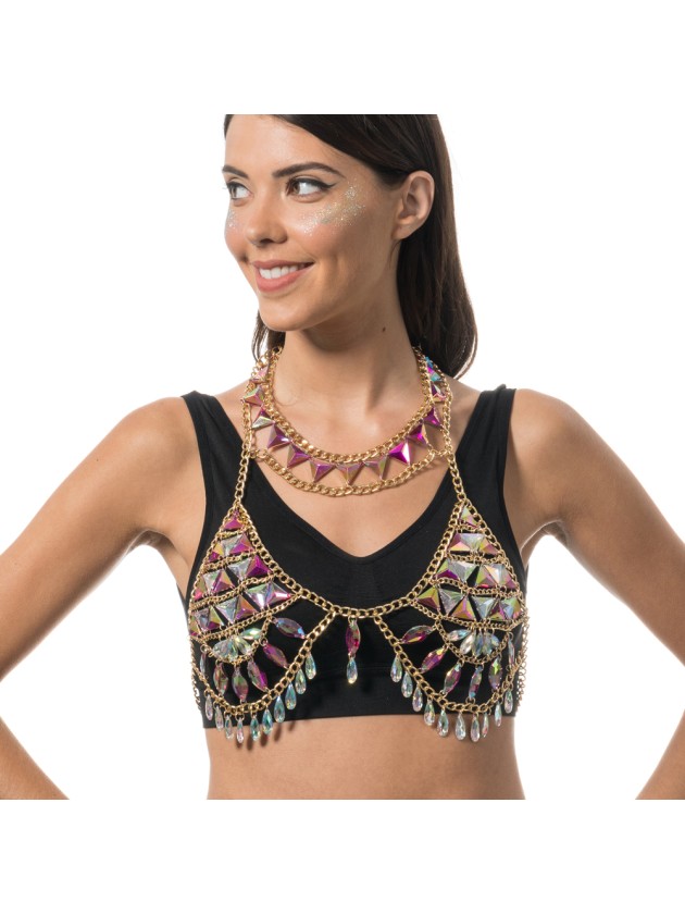 PINK DIAMONDS FESTIVAL BIKINI TOP ONE SIZE