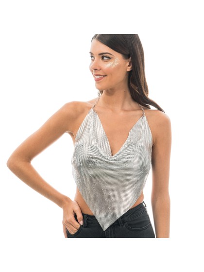 SILVER FESTIVAL METALLIC TOP ONE SIZE