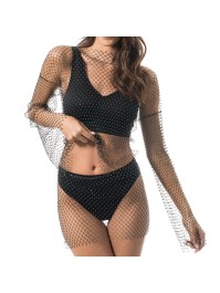 TOP FESTIVAL MAILLE RESILLE UND STRASS SCHWARZ Einheitsgröße