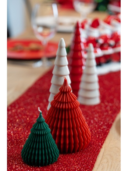 BOUGIE SAPIN ORIGAMI ROUGE DIA 11.4CM X 14.5CM