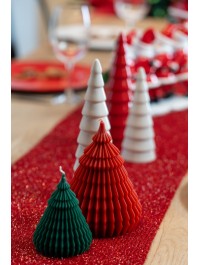 RED ORIGAMI XMAS TREE CANDLE DIA 11.4CM X 14.5CM