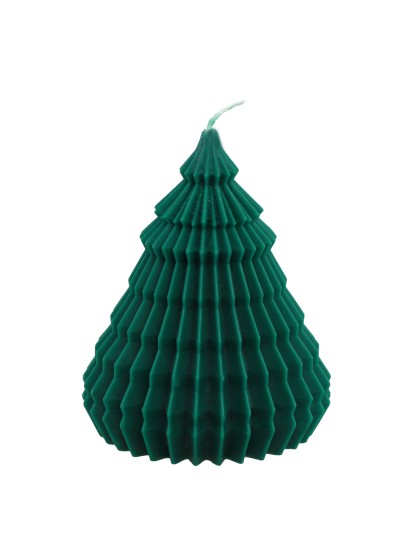 FOREST GREEN ORIGAMI XMAS TREE CANDLE DIA 11.4CM X 14.5CM