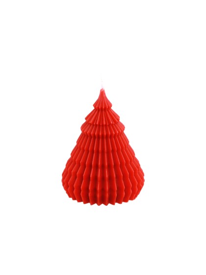 BOUGIE SAPIN ORIGAMI ROUGE DIA 7.7CM X 10CM