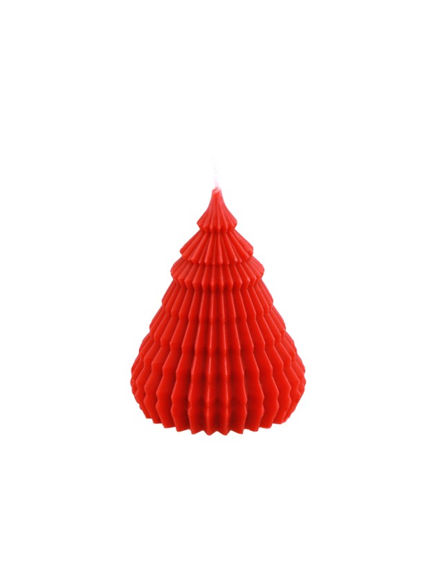 RED ORIGAMI XMAS TREE CANDLE DIA 7.7CM X 10CM