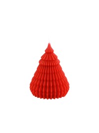 BOUGIE SAPIN ORIGAMI ROUGE DIA 7.7CM X 10CM