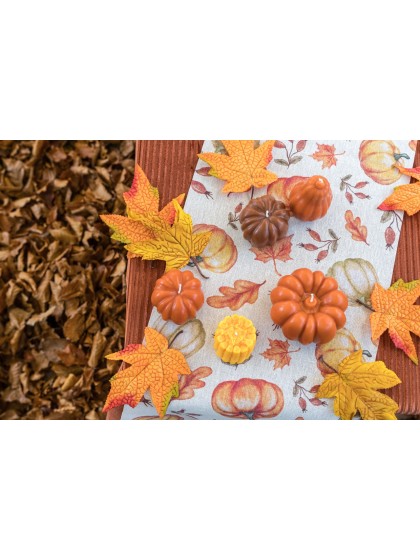 KERZE KÜRBIS HERBST 2 ASSORTIS DIA 6.8CM X 4.6CM