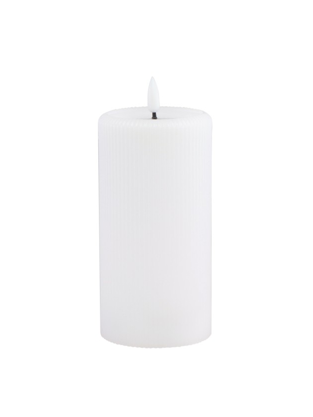 LED STRIPED WHITE WAX CANDLE MELTING EFFECT WITH TIMER DIA 7.5CM X 15CM