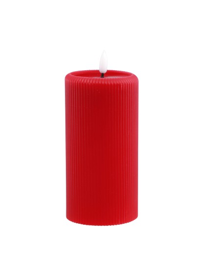 LED STRIPED RED WAX CANDLE MELTING EFFECT WITH TIMER DIA 7.5CM X 15CM