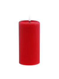 LED STRIPED RED WAX CANDLE MELTING EFFECT WITH TIMER DIA 7.5CM X 15CM