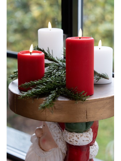 LED STRIPED RED WAX CANDLE MELTING EFFECT WITH TIMER DIA 7.5CM X 15CM