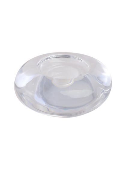 CLEAR ROUND GLASS CANDLEHOLDER DIA 7.6CM X 3.3CM