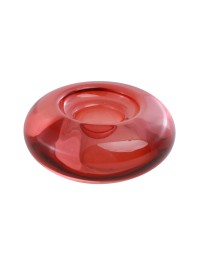BOUGEOIR VERRE ROND ROUGE DIA 7.6CM X 3.3CM