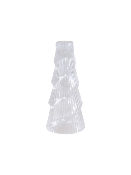 CLEAR XMAS TREE CANDLE HOLDER DIA 7.8CM X 17.8CM