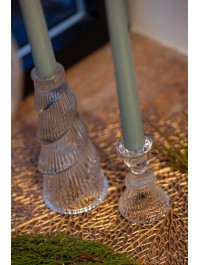 CLEAR XMAS TREE CANDLE HOLDER DIA 7.8CM X 17.8CM