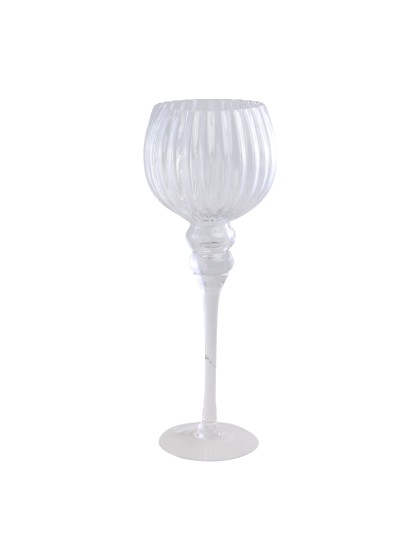 KERZENHALTER GLAS KELCH TRANSPARENT DIA 13CM X 35CM
