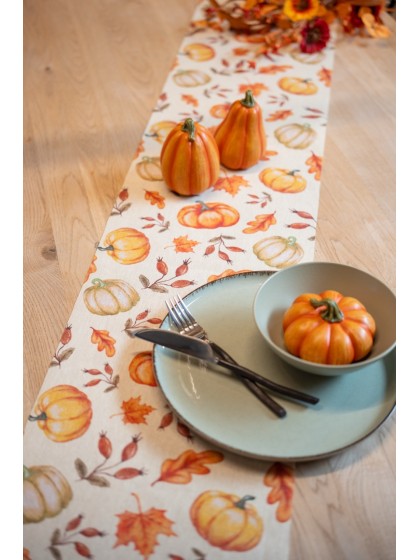 CHEMIN DE TABLE TISSU VINTAGE AUTOMNE 28CM X 3M