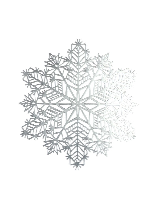 SILVER SNOWFLAKE PVC PLACEMAT 38CM X 38CM X 0.01CM