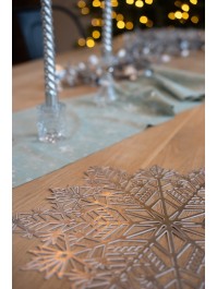 SET DE TABLE PVC FLOCON DE NEIGE ARGENT 38CM X 38CM X 0.01CM