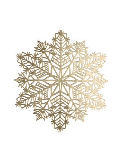 TISCHSET PVC SCHNEEFLOCKE AUS SCHNEE GOLD MATT 38CM X 38CM X 0.01CM