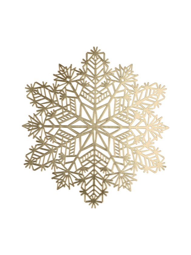 TISCHSET PVC SCHNEEFLOCKE AUS SCHNEE GOLD MATT 38CM X 38CM X 0.01CM