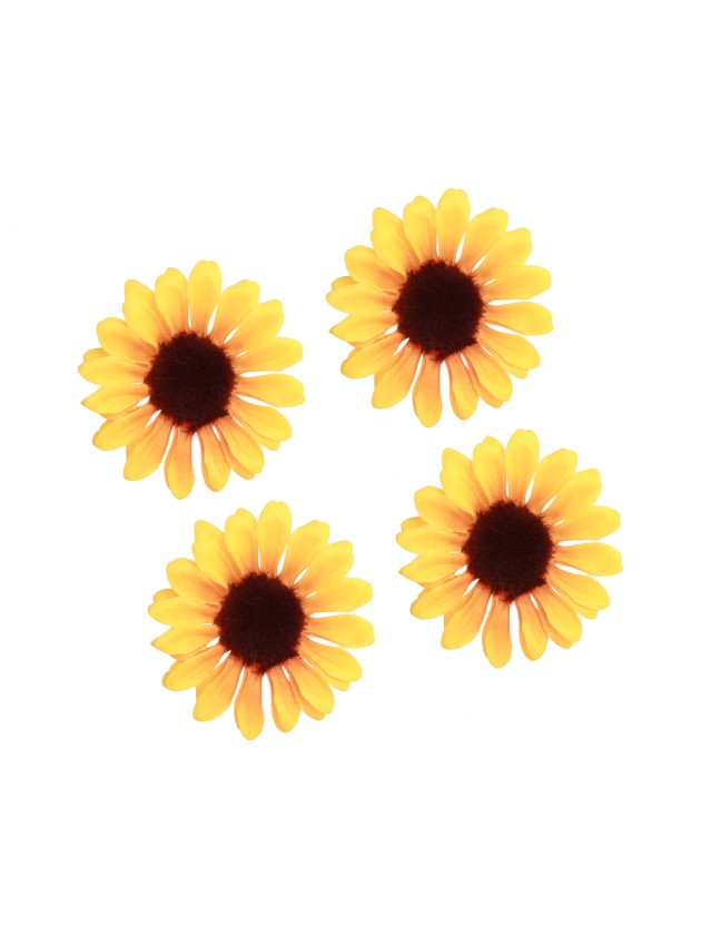 SET 4 TOURNESOLS JAUNES DIA 10CM X 1.5CM