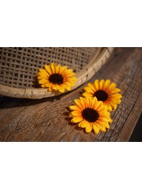 SET 4 YELLOW SUNFLOWERS DIA 10CM X 1.5CM
