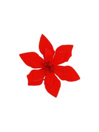 POINSETTIA ROUGE PAILLETTES SUR CLIP 12CM X 14CM X 4CM