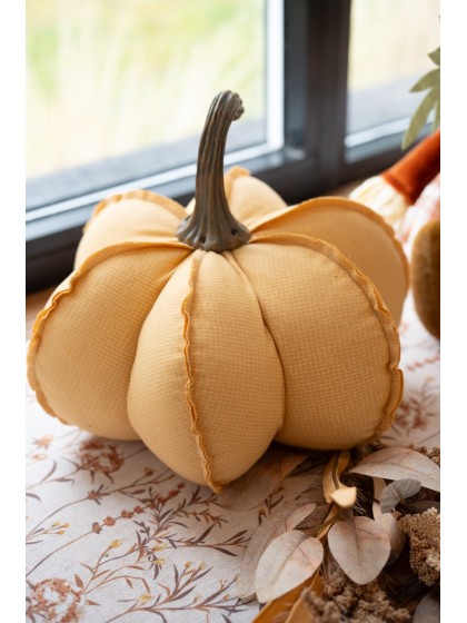 CITROUILLE TISSU 2 ASSORTIES DIA 19CM X 18CM