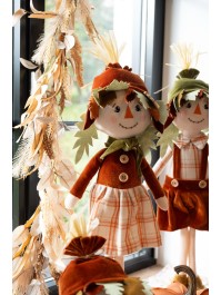 FABRIC LEAFY STANDING SCARECROW - 2 ASSORTED 13CM X 10CM X 60CM