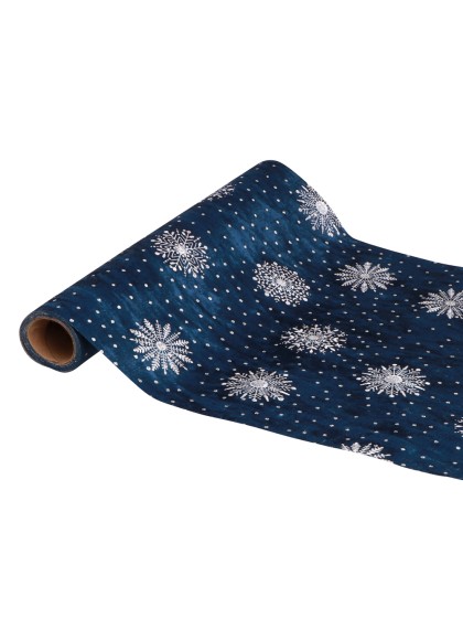 NIGHT BLUE/PLATINIUM FROSTY TABLE RUNNER 28CM X 3M