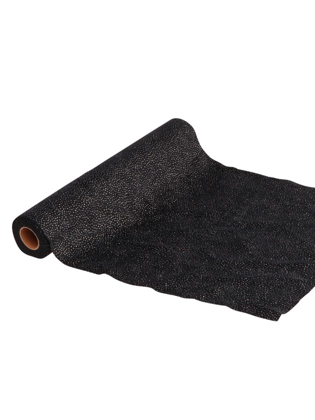 CHEMIN DE TABLE SNOW DUST NOIR 28CM X 3M