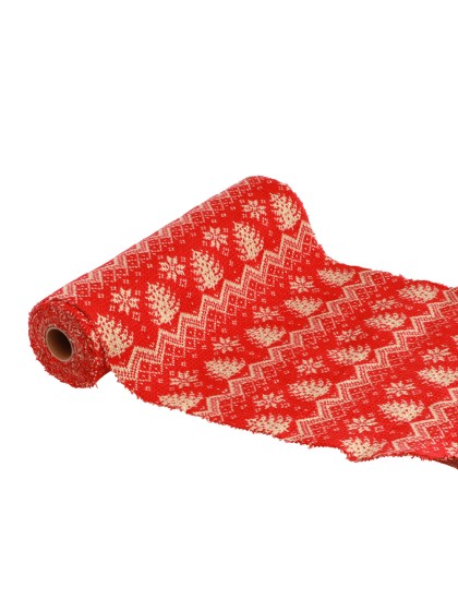 CHEMIN DE TABLE SANTA WOOL ROUGE/BEIGE 27CM X 2.5M
