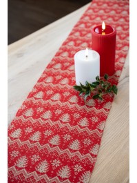 CHEMIN DE TABLE SANTA WOOL ROUGE/BEIGE 27CM X 2.5M