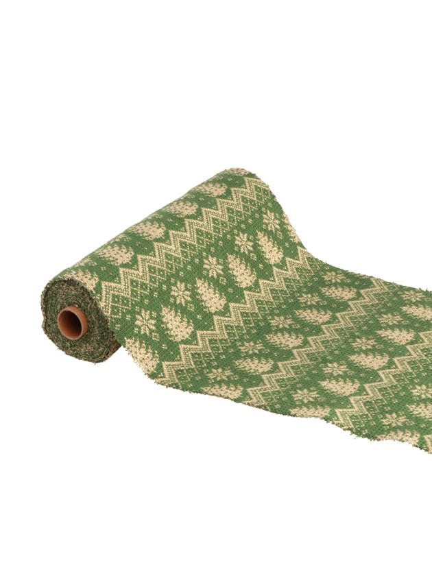 OLIVE GREEN/CREAM SANTA WOOL TABLE RUNNER 27CM X 2.5CM