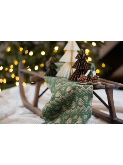CHEMIN DE TABLE SANTA WOOL OLIVE/BEIGE 27CM X 2.5M